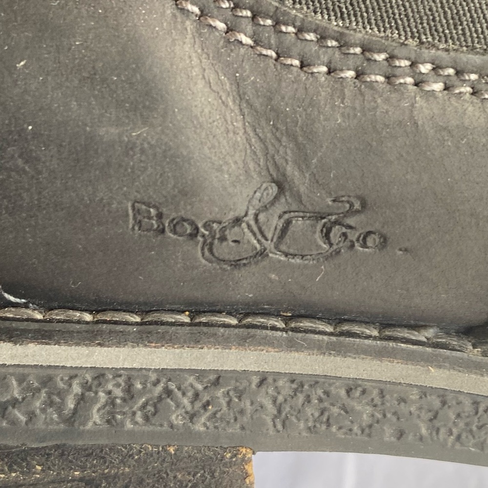Bos. & Co. Black Leather Ankle Boots 38/7.5 Lined Waterproof Zip Up Heeled Goth - Picture 5 of 12